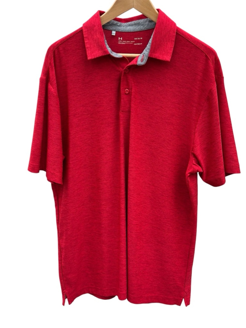 Under Armour -LG Men’s Red Polo with Contrast Inner Collar- Large- Light